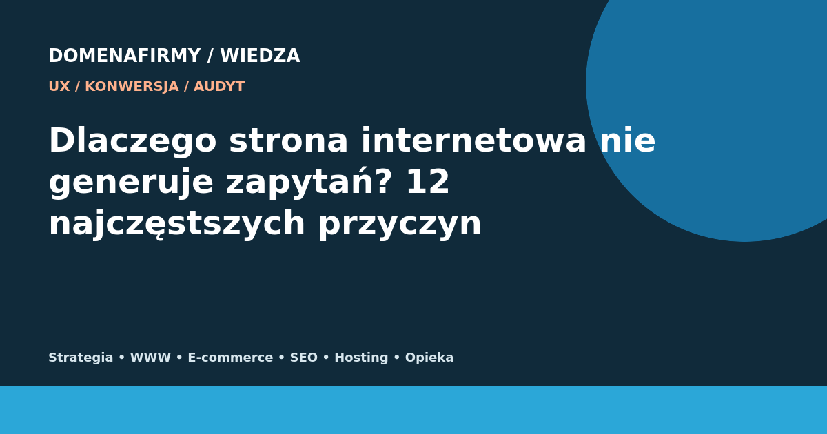 Dlaczego strona internetowa nie generuje zapytań? 12 najczęstszych przyczyn — Domenafirmy