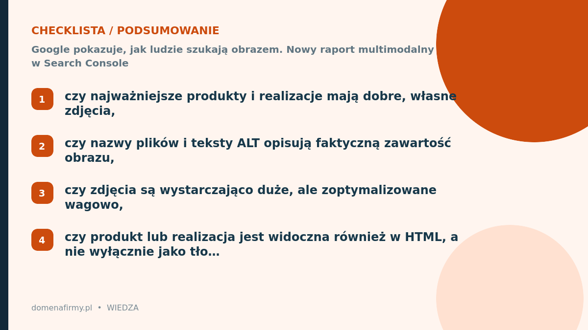 Checklista: Google pokazuje, jak ludzie szukają obrazem. Nowy raport multimodalny w Search Console