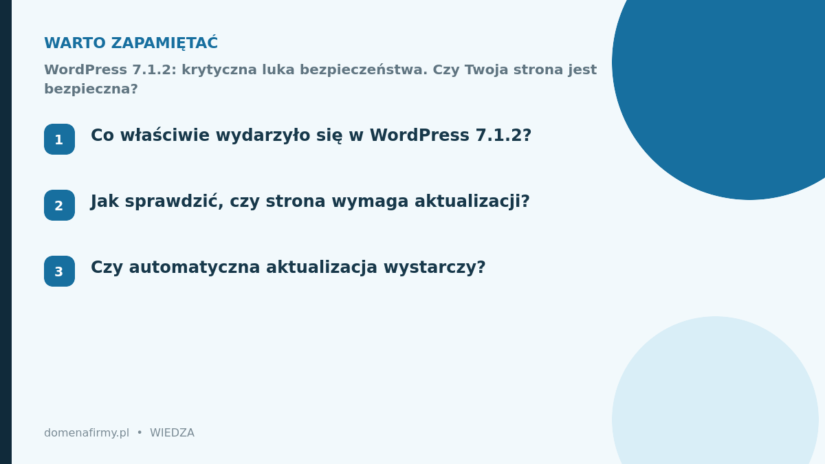 Najważniejsze punkty: WordPress 7.1.2: krytyczna luka bezpieczeństwa. Czy Twoja strona jest bezpieczna?